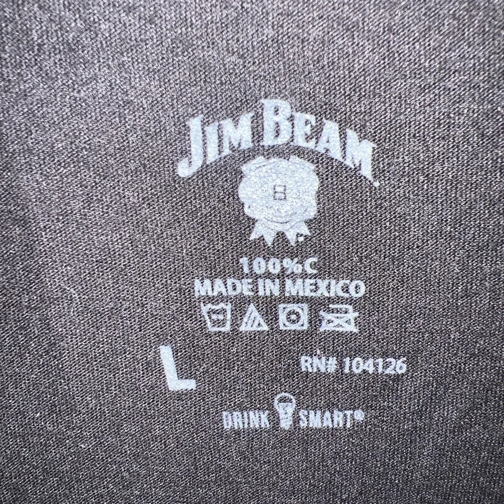 Official Jim Beam T Shirt Men's Size Large‎ Black V Neck Whiskey Logo Casual Tee